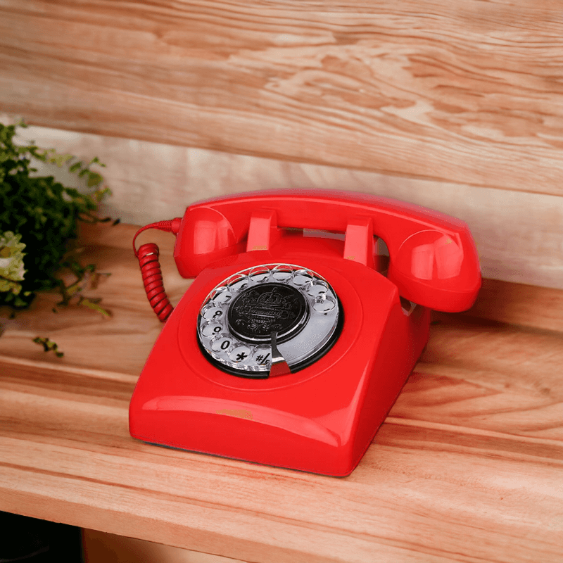 Crimson Red Vintage Phone — vintage audio guest book — image 1
